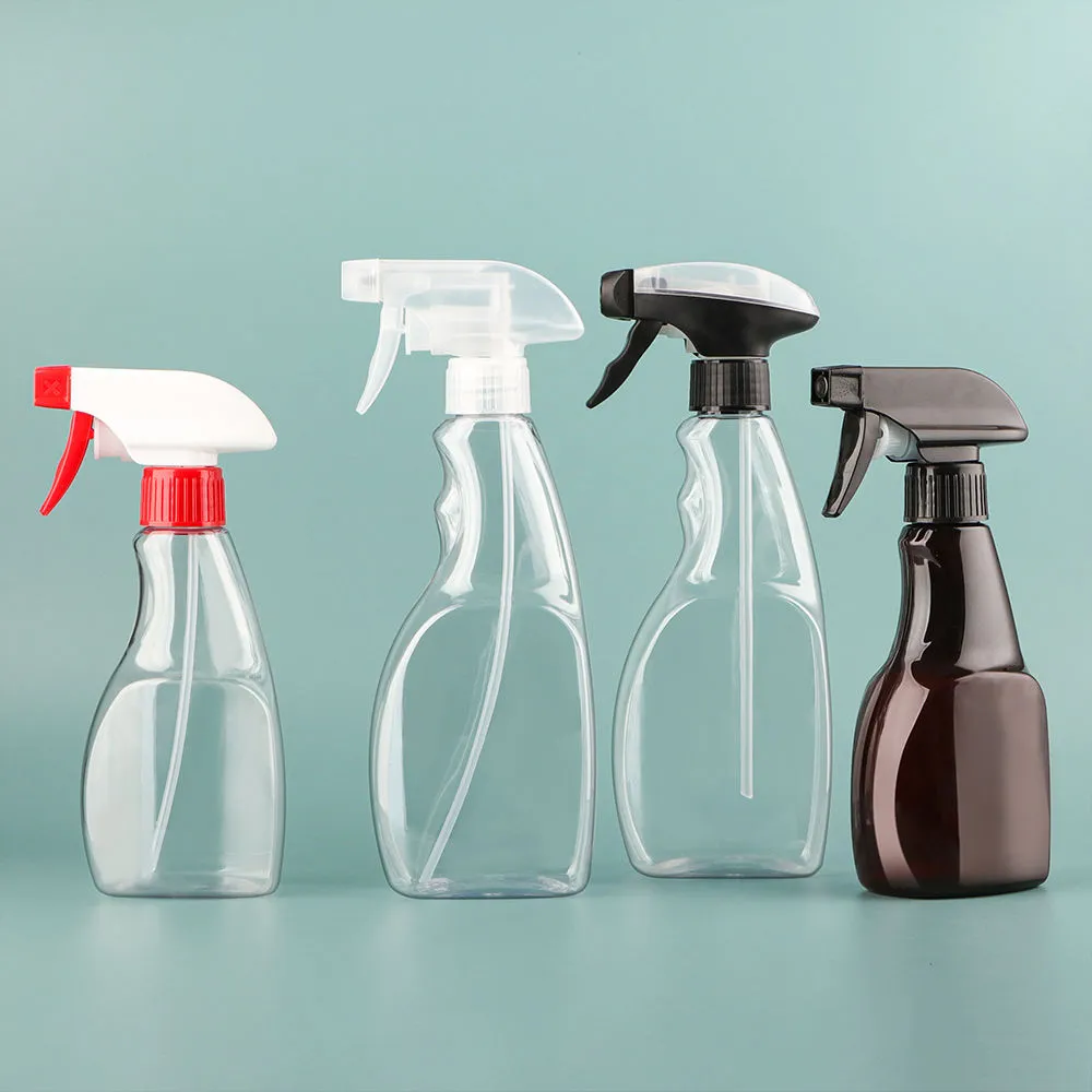 Botella de plástico vacía para spray limpiador, color marrón, con logotipo personalizado, de 300 ml y 400 ml, para desodorante de ambientes y desinfección de ventanas
