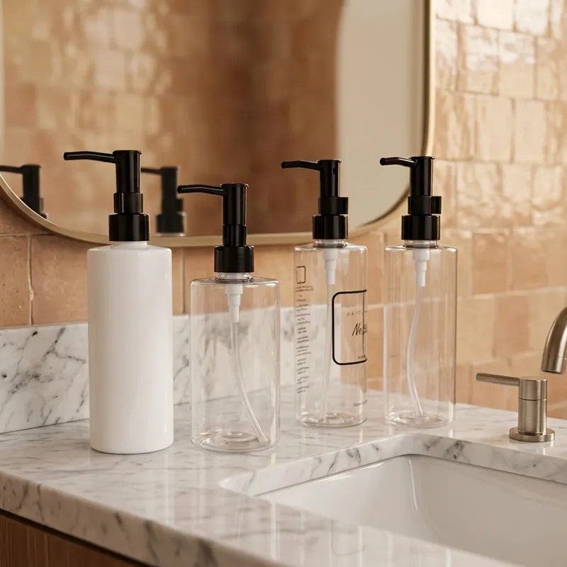 Flacon carré vide en PET de 150 ml et 200 ml pour huile démaquillante, avec logo personnalisé
