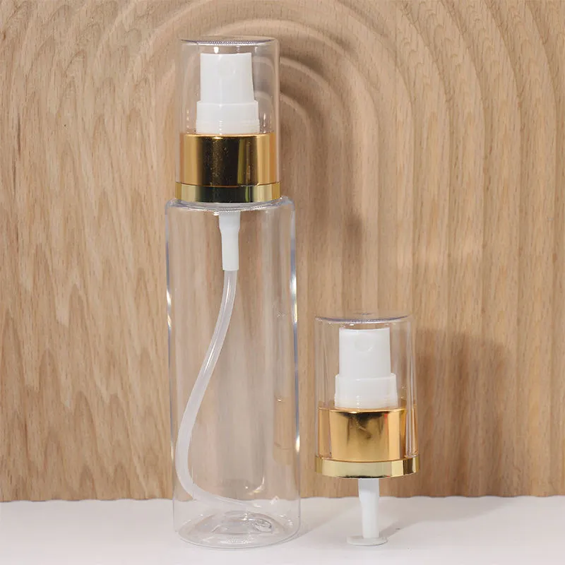 Pulverizador de niebla fina de 24 mm, modelo 24/410, de aluminio dorado y plástico dorado, con tapa completa