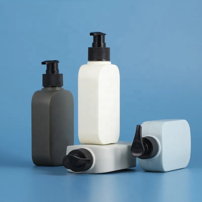 Luxury Hdpe Flat Square Plastic Shampoo Pump Bottle with Logo 8oz