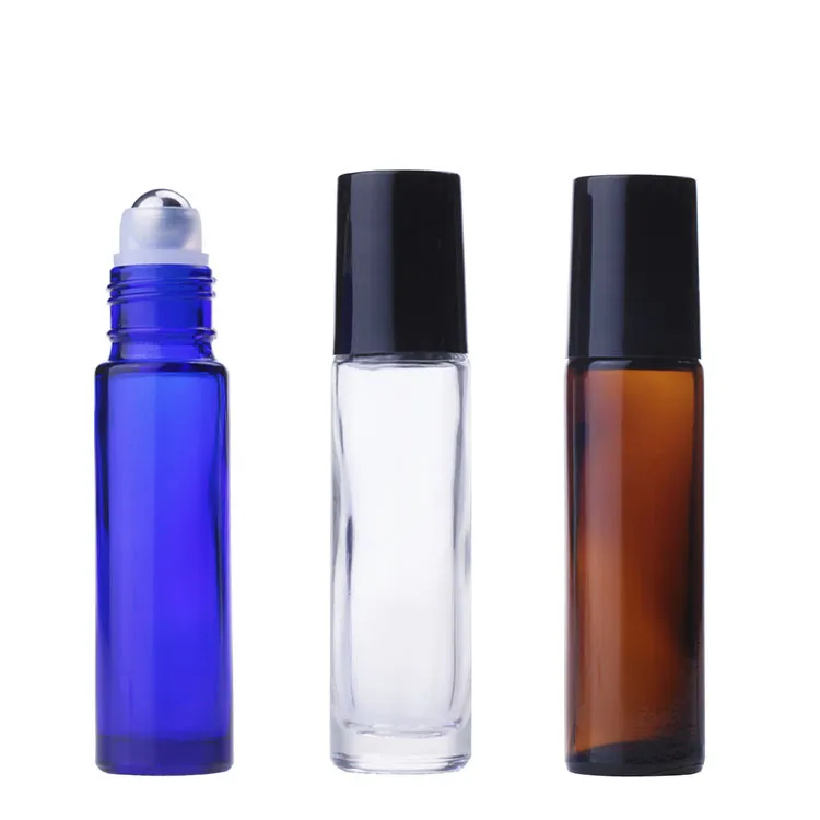 Flacon vide en verre transparent à bille pour huiles essentielles, 10 ml