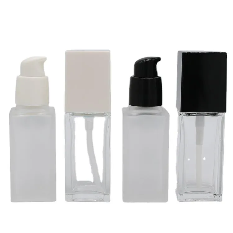 Frascos de vidrio transparente de 30 ml para base de maquillaje líquida personalizada