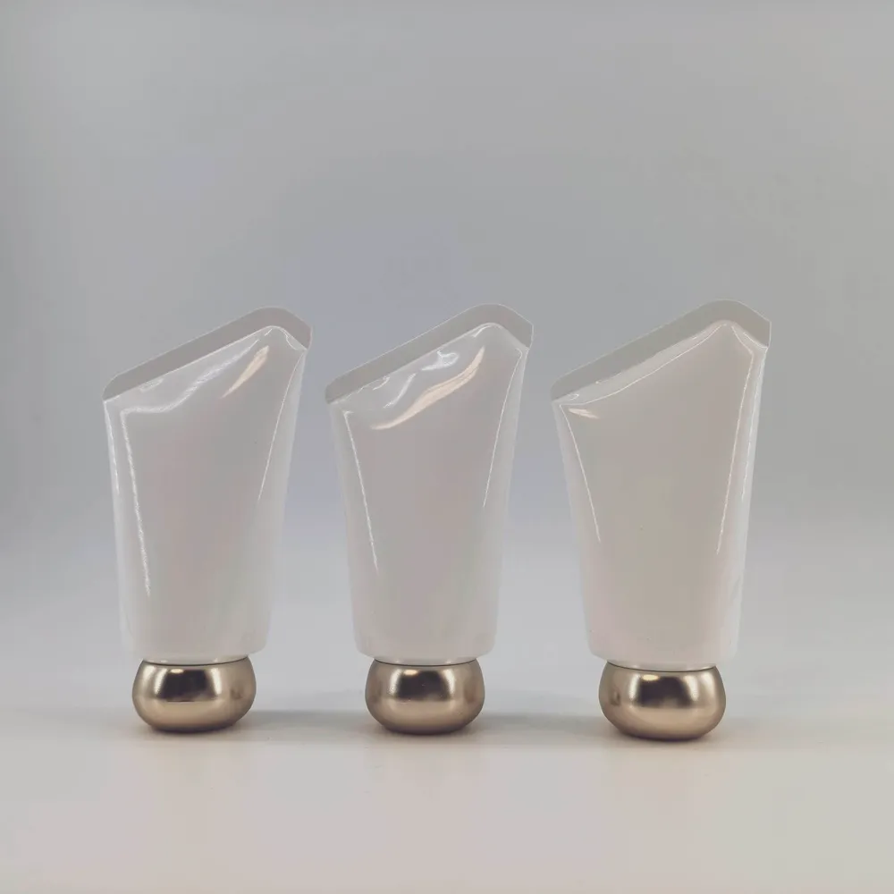 Hc4b0b0d1aee043bda Luxury White Cosmetic Tube 60ml With Gold Ball Screw Cap For Hand Cream
