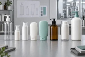 Ocho tipos de envases para loción corporal, entre los que se incluyen envases de PET y de vidrio con dosificador, envases airless, envases flexibles y un dispensador de tamaño familiar