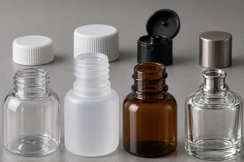 Comparison of continuous-thread, snap-on and perfume crimp bottle neck finishes