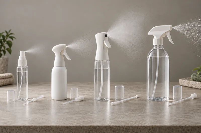Frascos de spray para el cabello con pulverización fina, mini-gatillo, pulverización continua y gatillo estándar, con diferentes patrones de pulverización