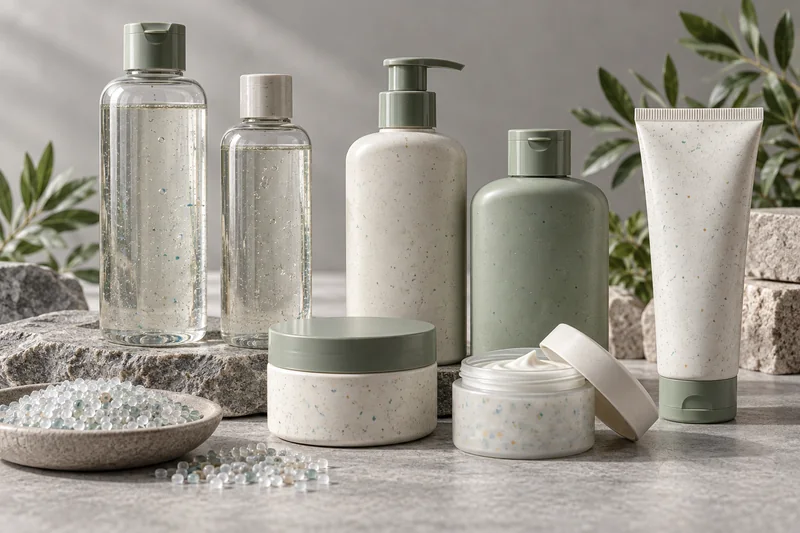 Frascos, tarros y tubos flexibles para cosméticos de PCR, fabricados con PET, HDPE, PP y PE reciclados