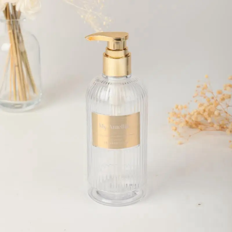 petg-pump-bottle-01 Transparent PETG Round Shampoo & Lotion Bottles with Pump Sealing for Hotel 200ml-500ml