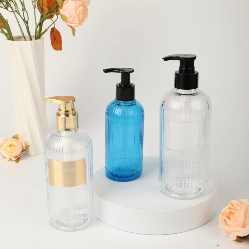 Transparent PETG Round Shampoo & Lotion Bottles with Pump Sealing for Hotel 200ml-500ml
