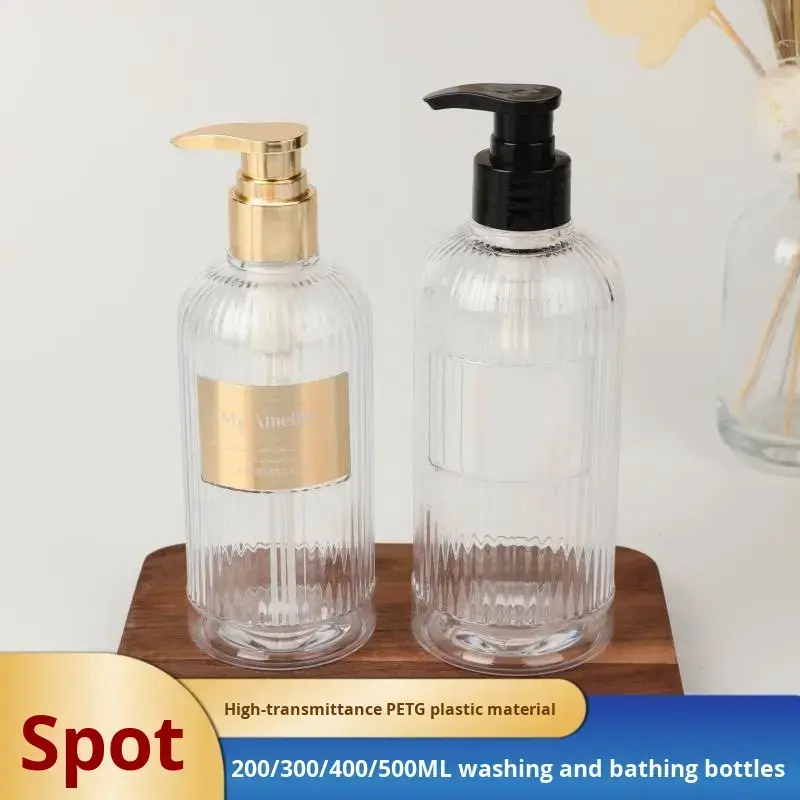 petg-pump-bottle-05 Transparent PETG Round Shampoo & Lotion Bottles with Pump Sealing for Hotel 200ml-500ml