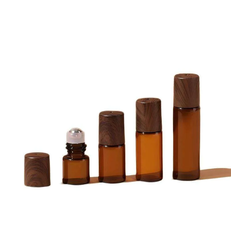 1ml 2ml 3ml 5ml 10ml Empty Frosted Amber Glass Roller Ball Bottle