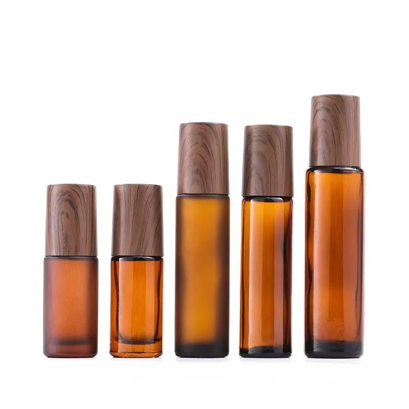 1ml 2ml 3ml 5ml 10ml Empty Frosted Amber Glass Roller Ball Bottle