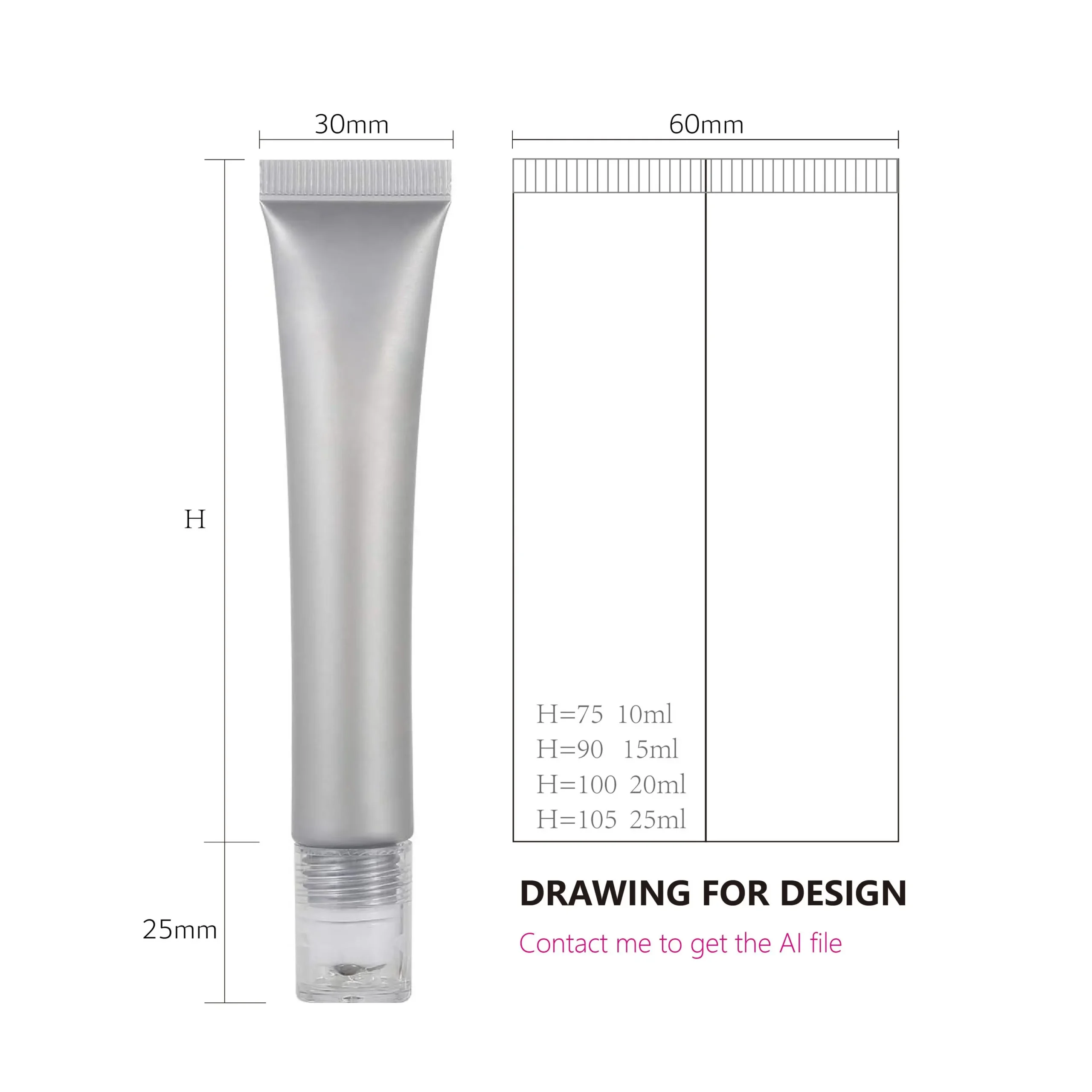 H502d4718d6e346678d5ce4f57996c4bfE 10ml, 15ml, 20ml, 3개의 금속 볼이 들어 있는 다크서클용 롤온 아이 마사지 크림 튜브