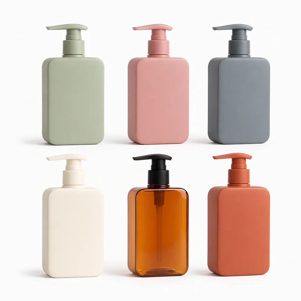 Professional Leak Proof PET Shampoo Lotion Pump 200ml 260ml Flat Shoulder Empty PETG Square Bottle