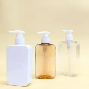 Professional Leak Proof PET Shampoo Lotion Pump 200ml 260ml Flat Shoulder Empty PETG Square Bottle