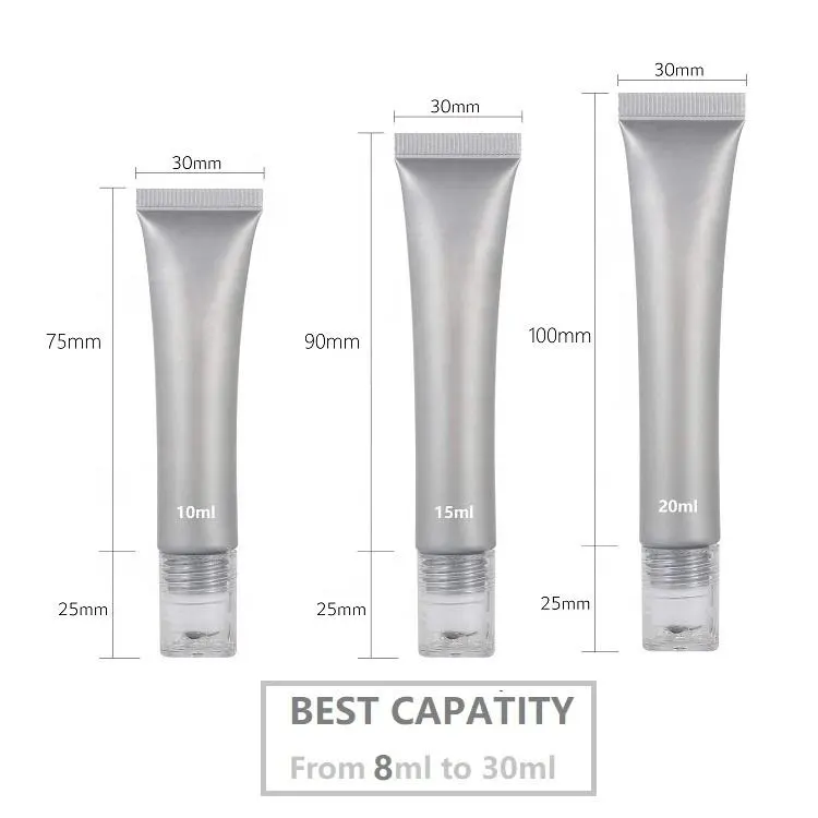 10ml, 15ml, 20ml, 3개의 금속 볼이 들어 있는 다크서클용 롤온 아이 마사지 크림 튜브