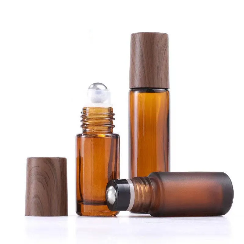 1ml 2ml 3ml 5ml 10ml Empty Frosted Amber Glass Roller Ball Bottle