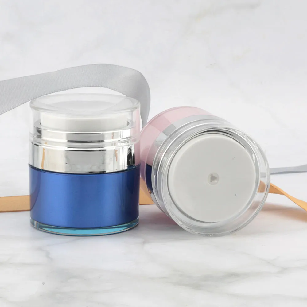 Hf9be9e3cdef84d149 New Luxury 15ml 30ml 50ml Press Airless Facial Packaging Acrylic Airless Pump Cream Jar